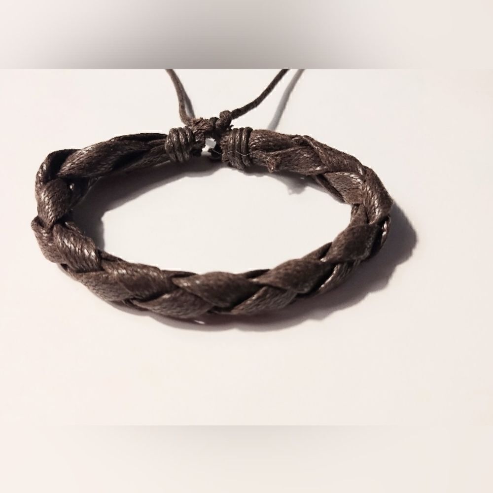 Men's‎ bracelet leather braided brown new d20